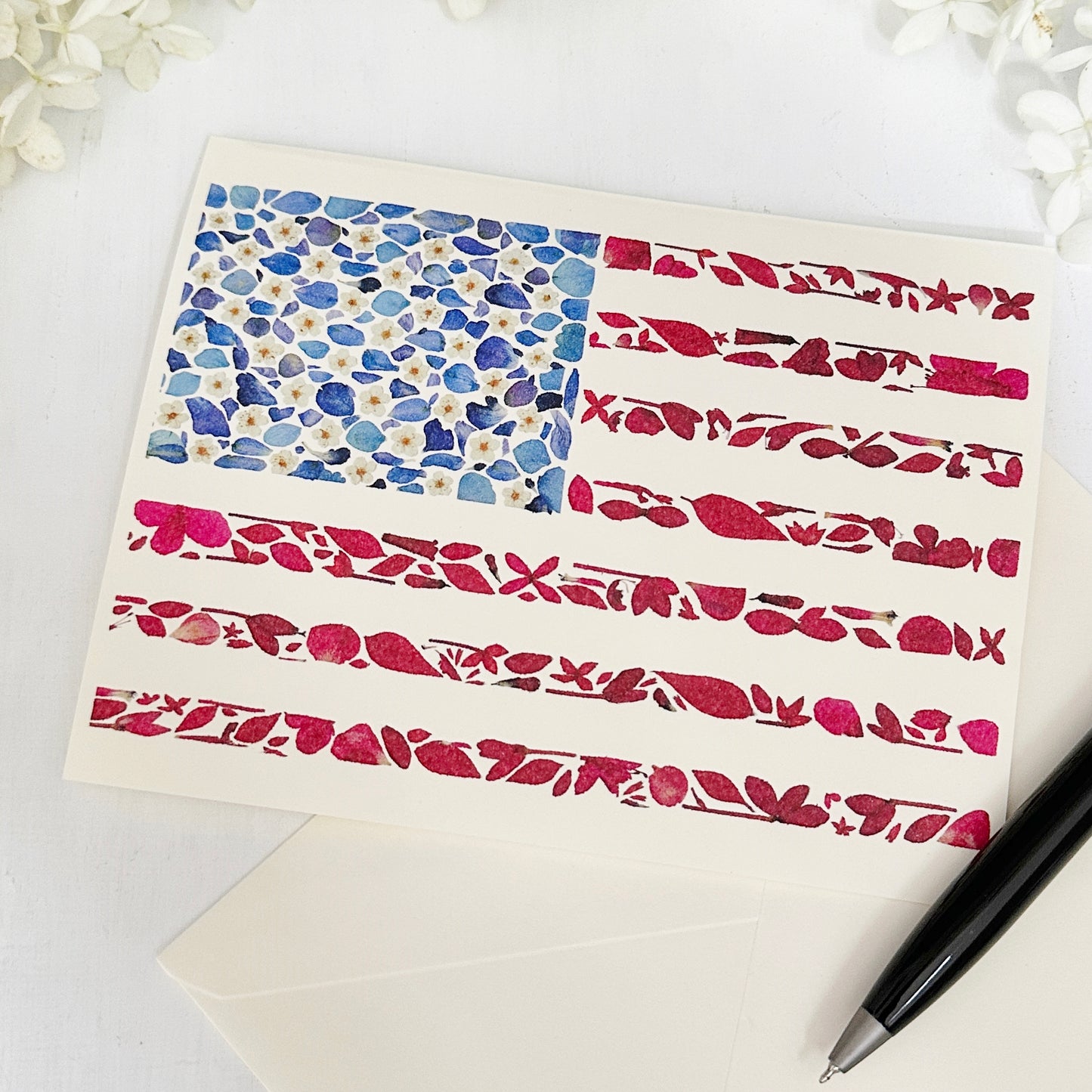 Flower Spangled Banner American Flag Greeting Card