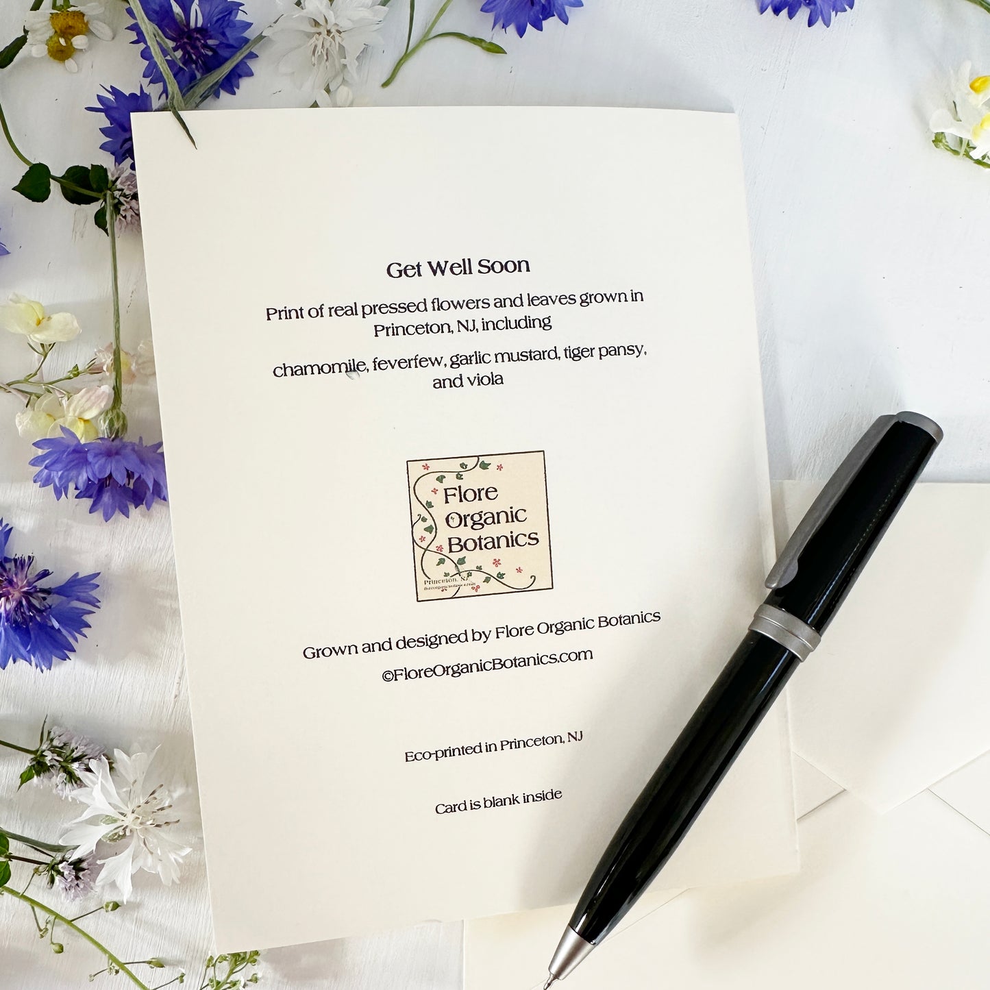 Get Well Soon Card - Printed Pressed Flower Wreath