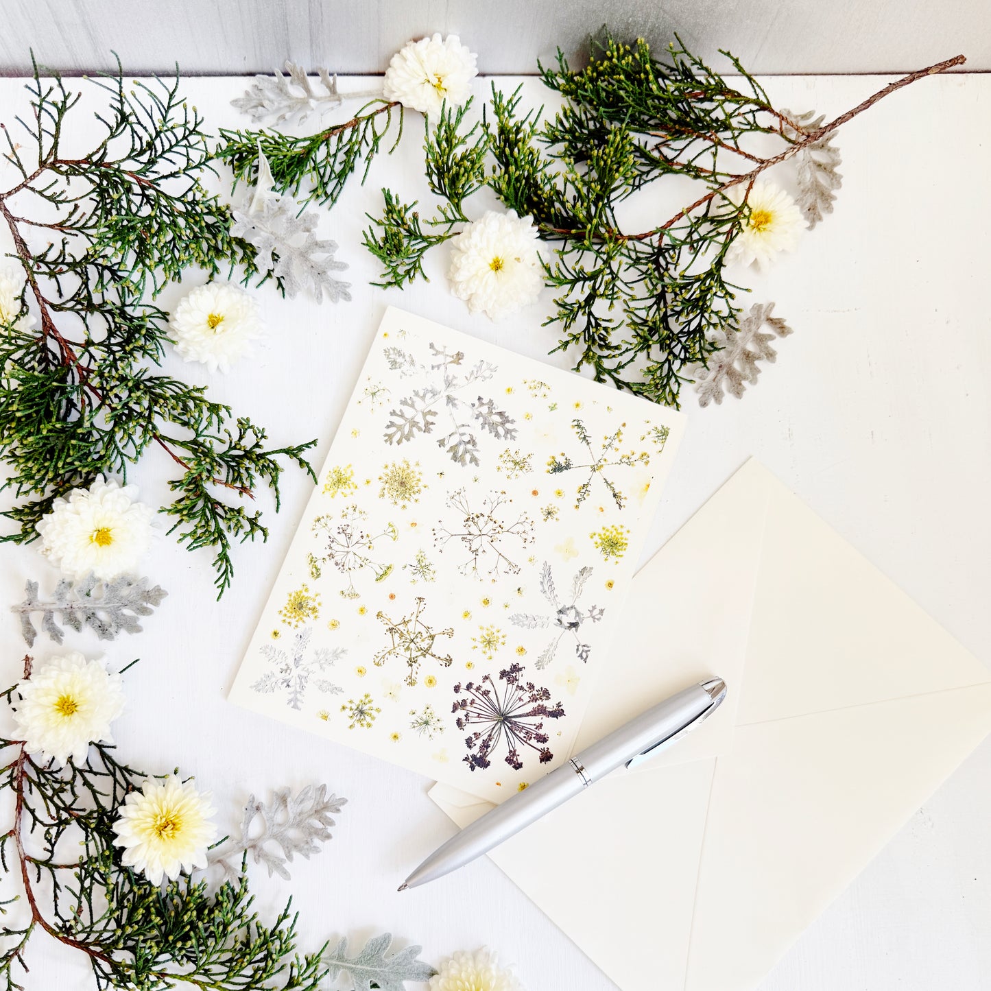 Floral Snowflakes Holiday Card