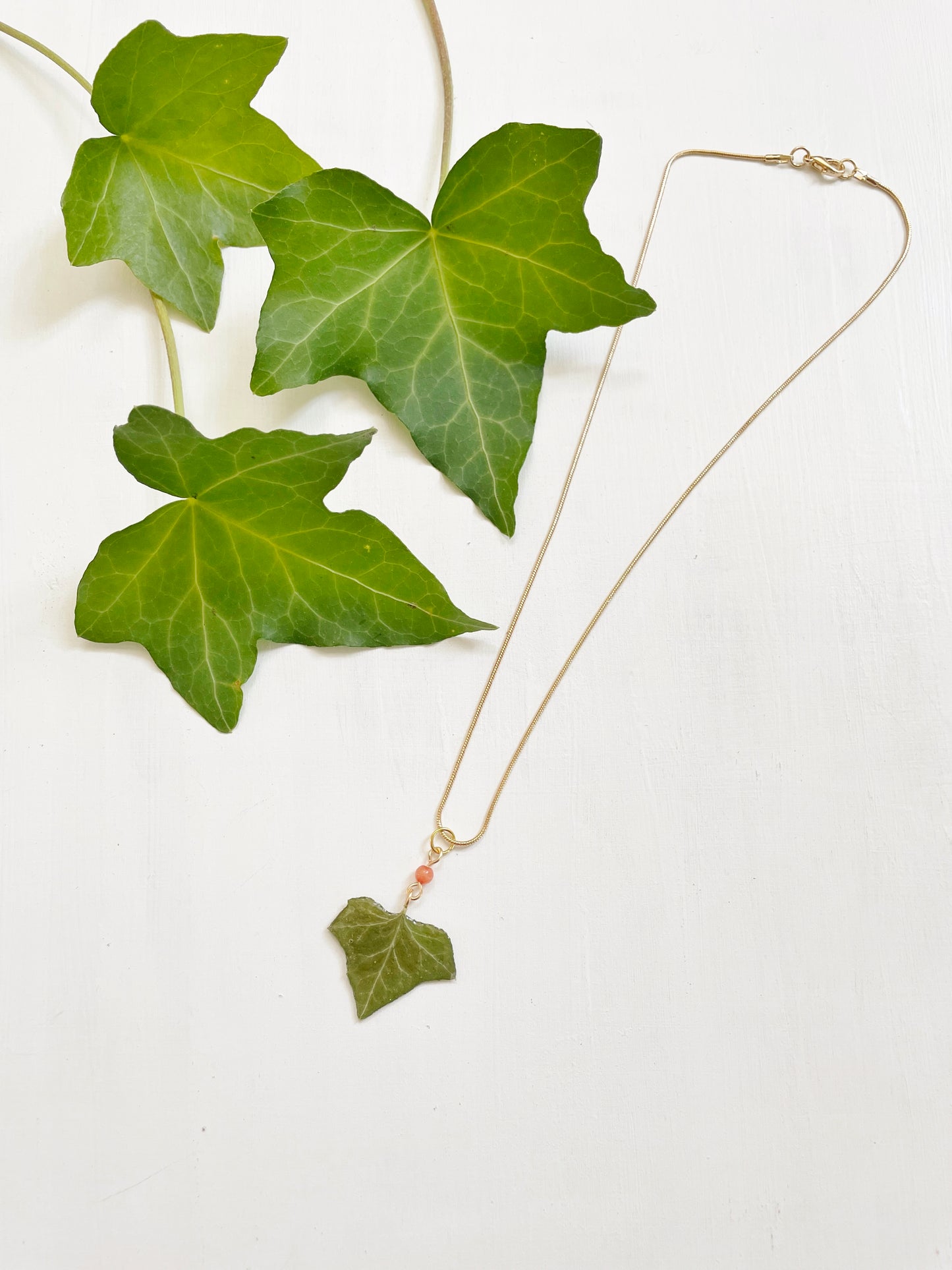 Real Ivy Necklace with Orange Bead