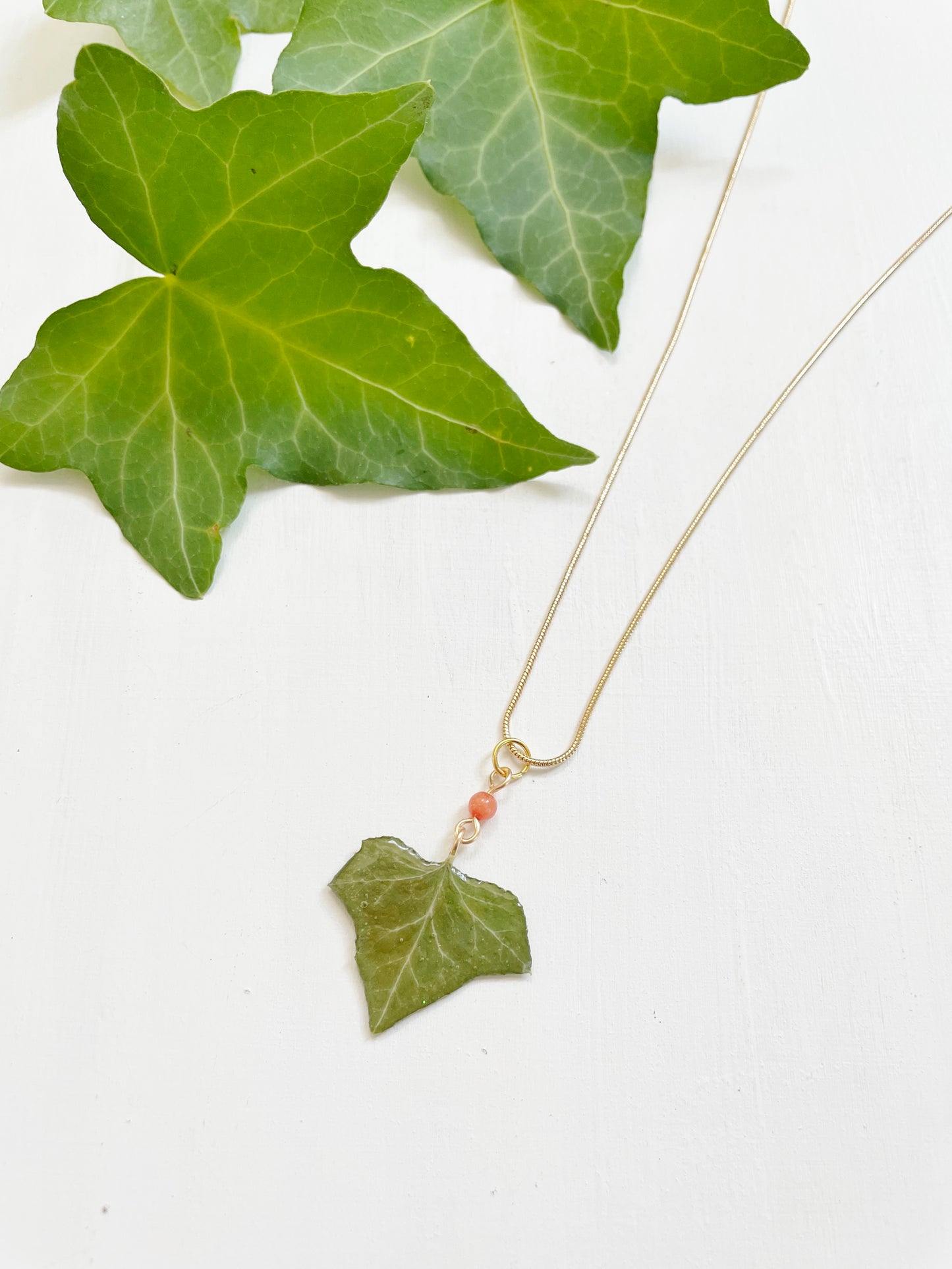 Real Ivy Necklace with Orange Bead