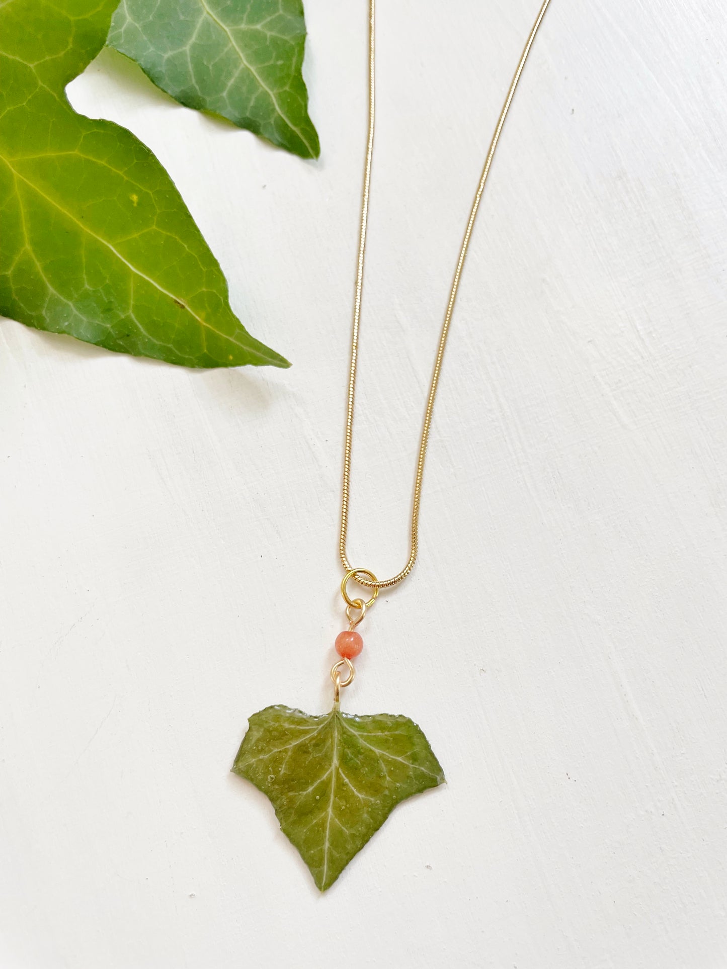 Real Ivy Necklace with Orange Bead