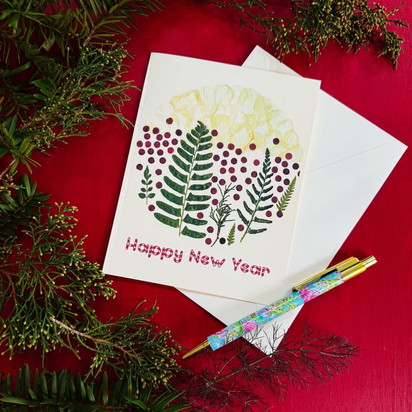 Mountain Snow Happy New Year Card
