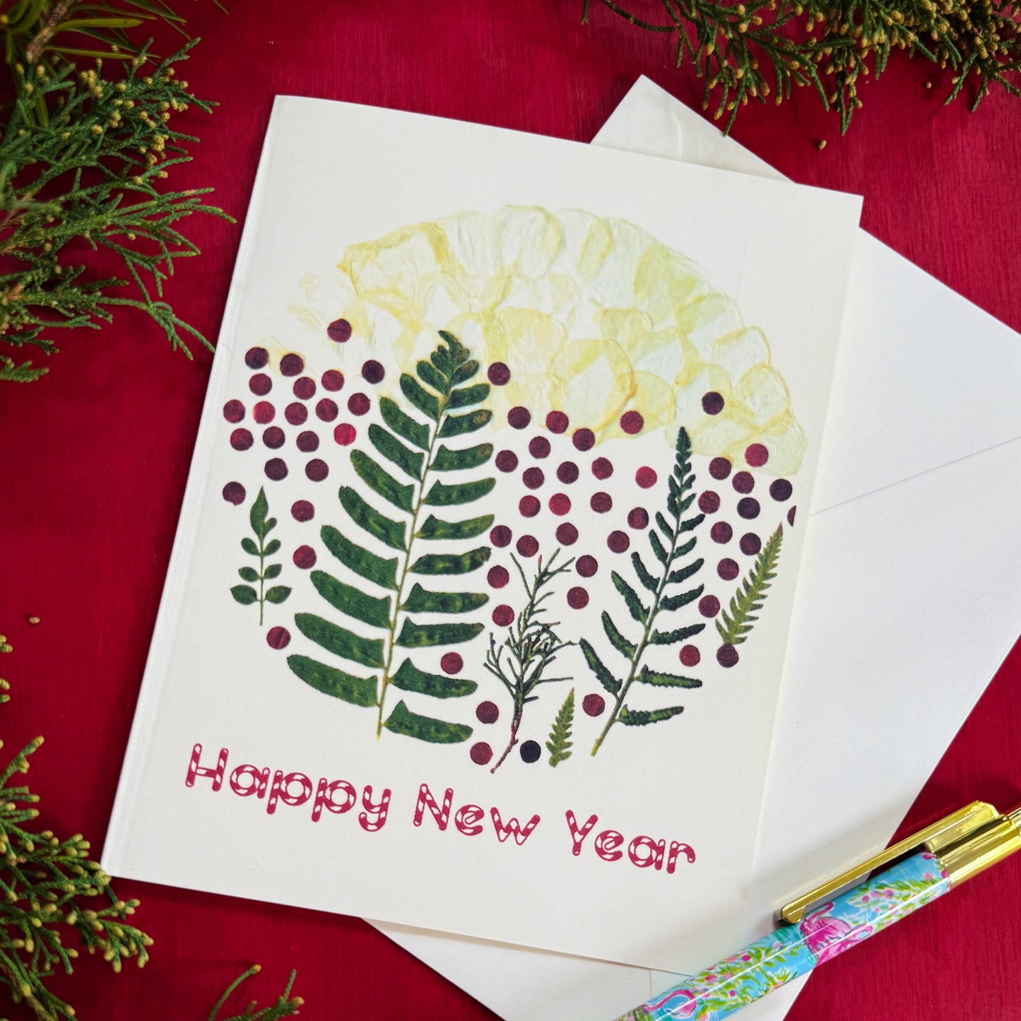 Mountain Snow Happy New Year Card