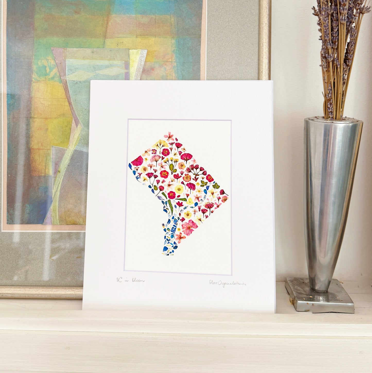 DC in Bloom signed matted print of Washington DC in pressed flowers