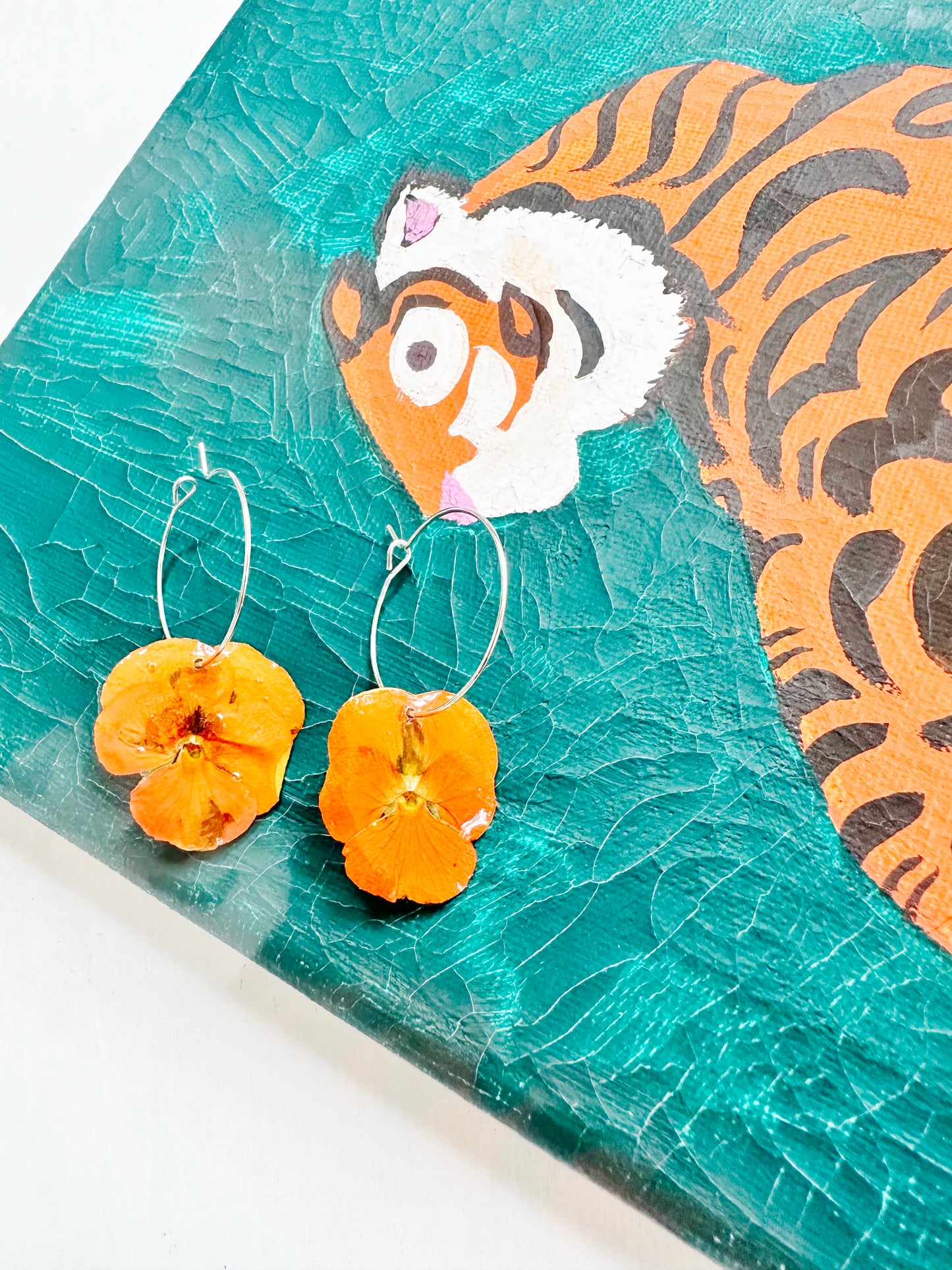Orange Pansy Earrings