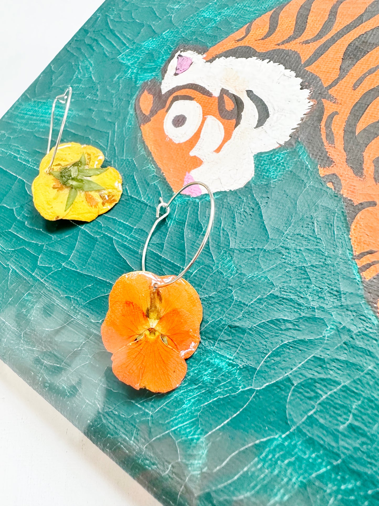 Orange Pansy Earrings