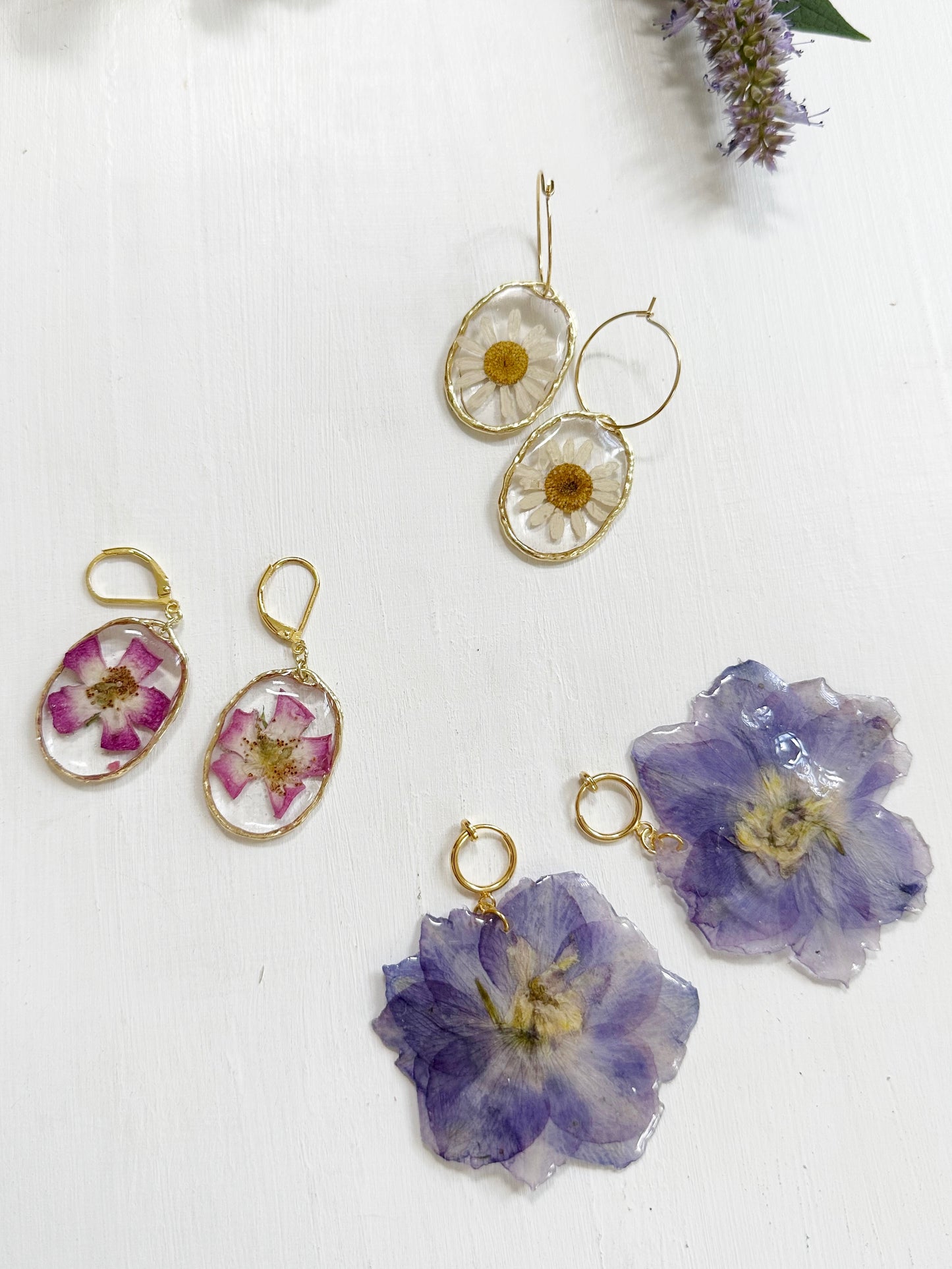 Cosmos Earrings in Golden Frame