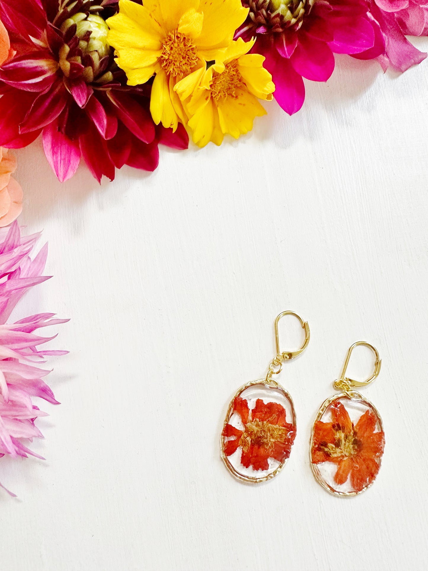 Cosmos Earrings in Golden Frame