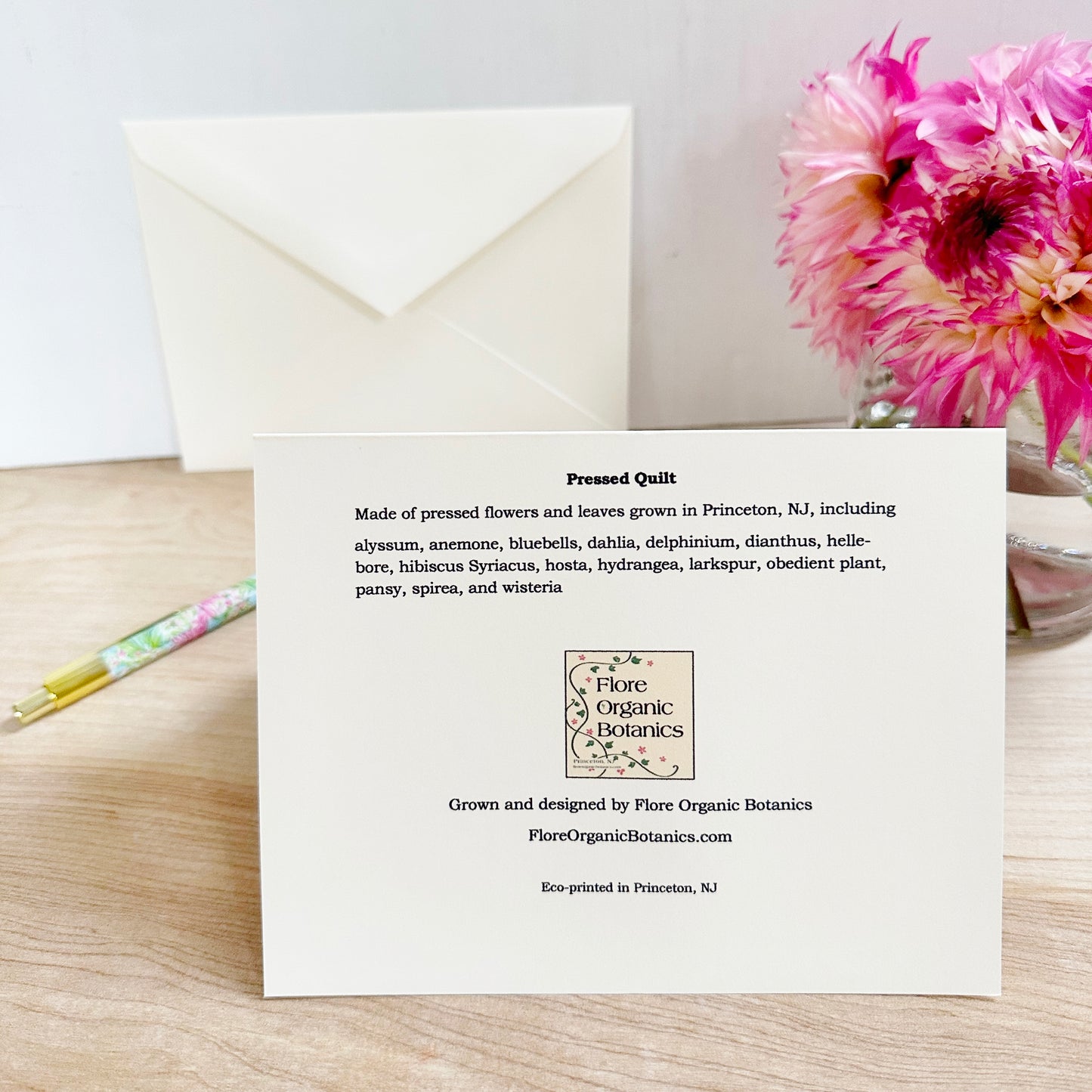 Pressed Quilt - Pressed Flowers and Leaves Greeting Card