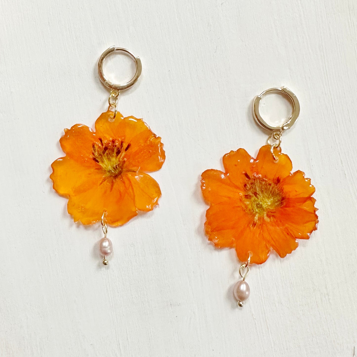 Cosmos Earrings with Pearl Drop