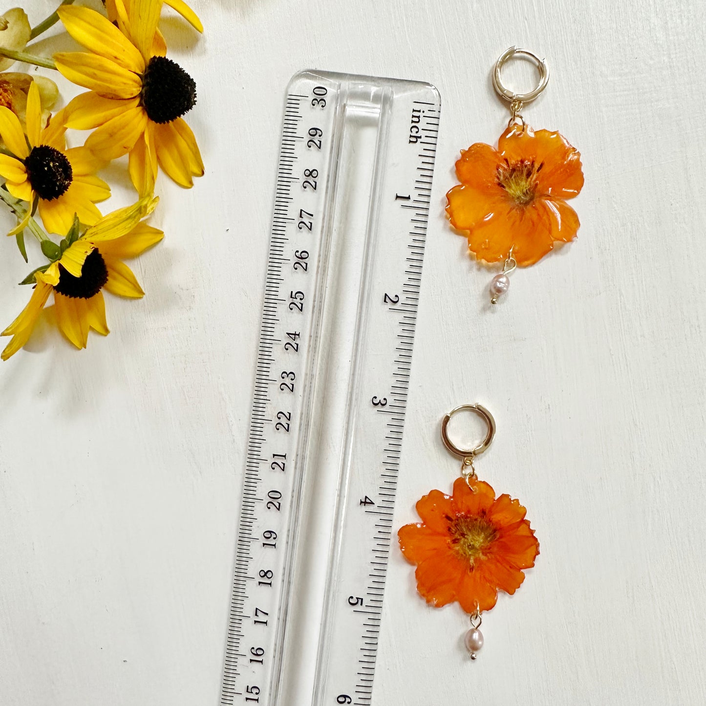 Cosmos Earrings with Pearl Drop