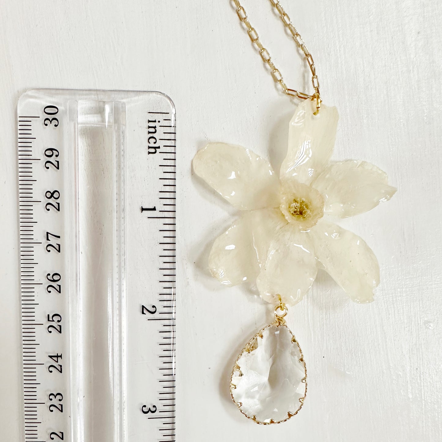 Narcissus Necklace with Crystal Drop