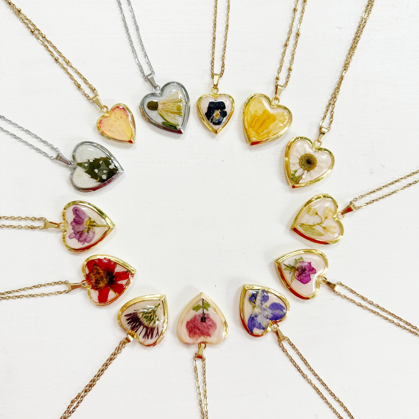 Birth Flower Heart Locket