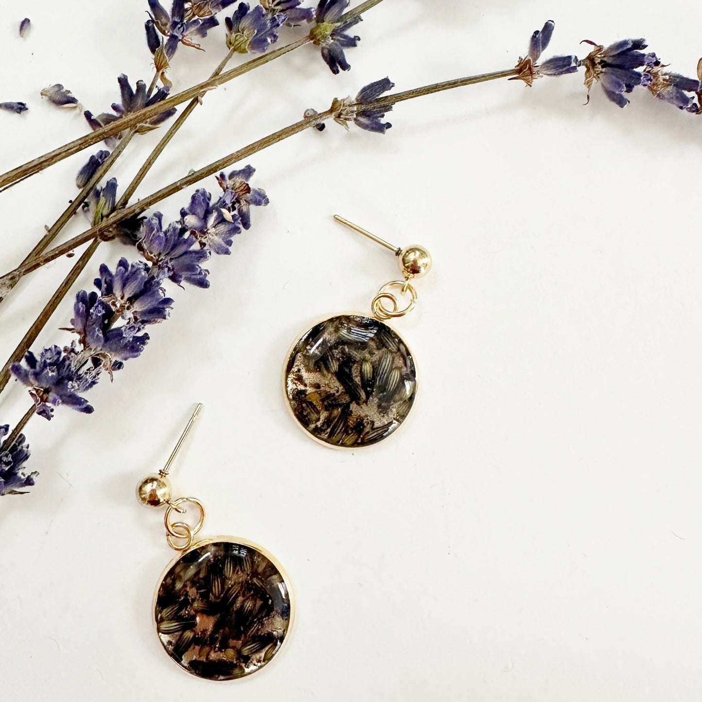 Lavender Earrings with Real Lavender Seeds
