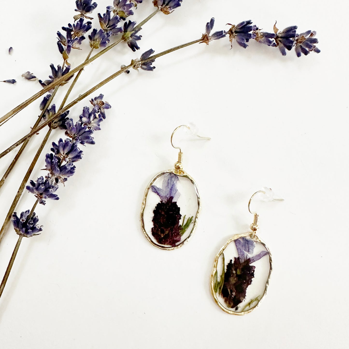 Lavender Earrings with Real French Lavender Flowers