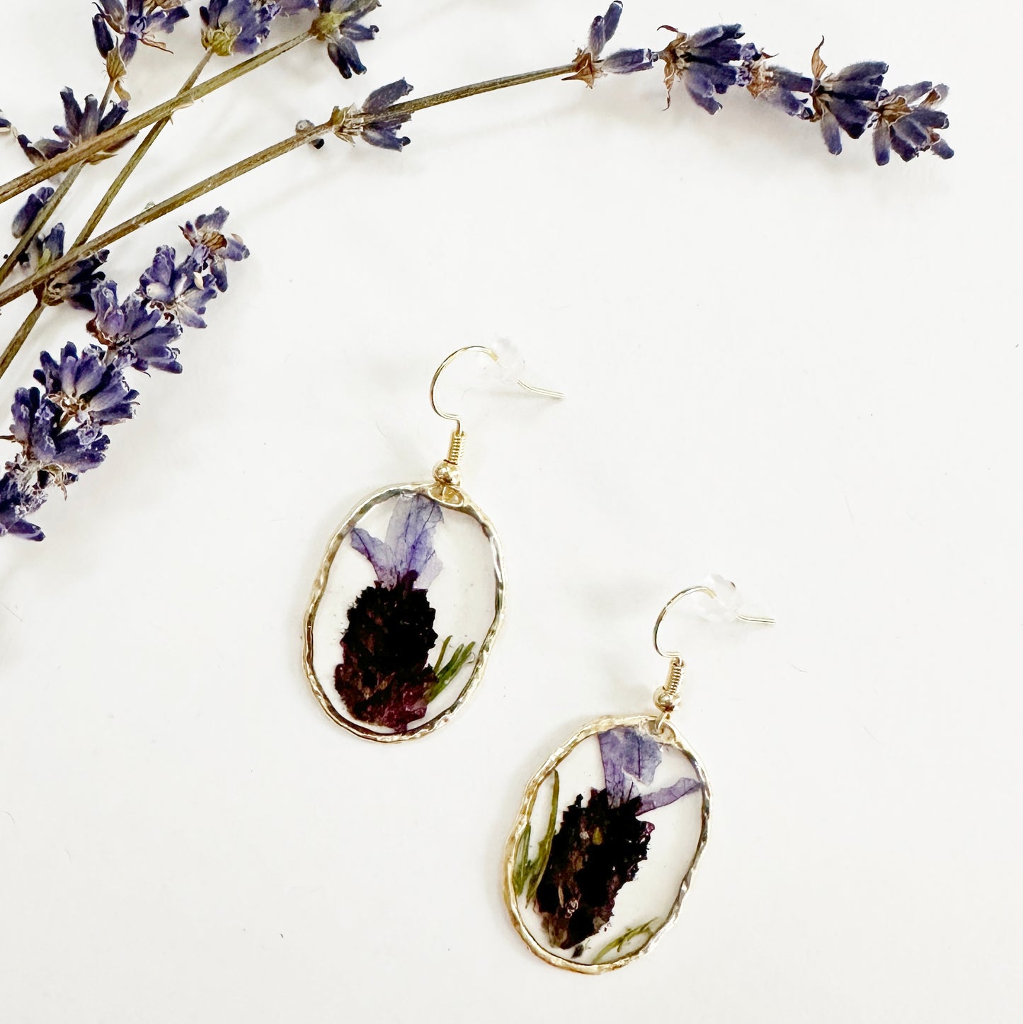 Lavender Earrings with Real French Lavender Flowers