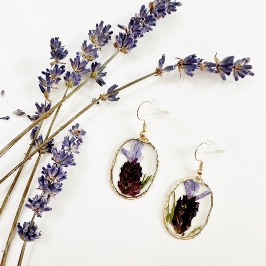 Lavender Earrings with Real French Lavender Flowers