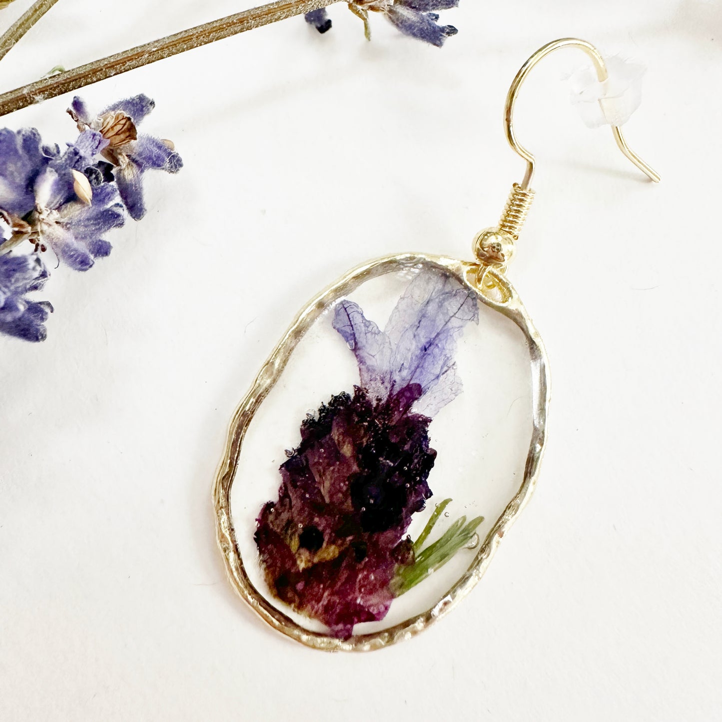 Lavender Earrings with Real French Lavender Flowers