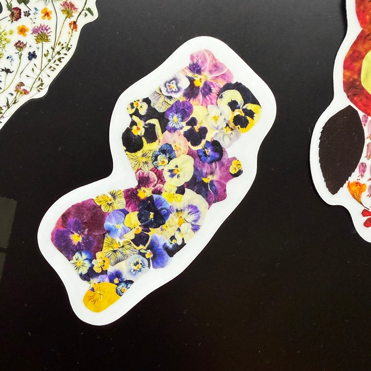 NJ Map in Pansies Sticker