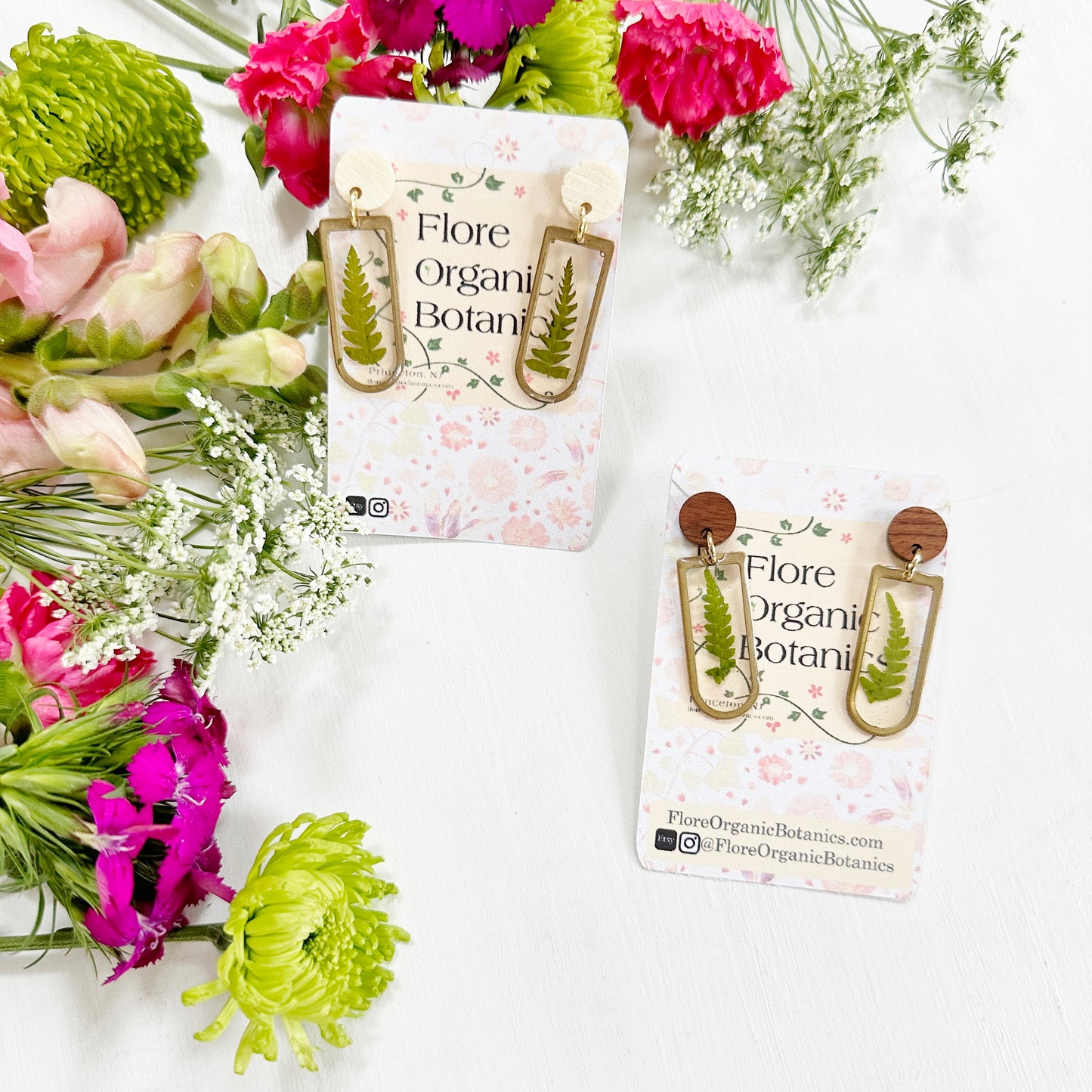 Earth Day Fern and Wood Earrings