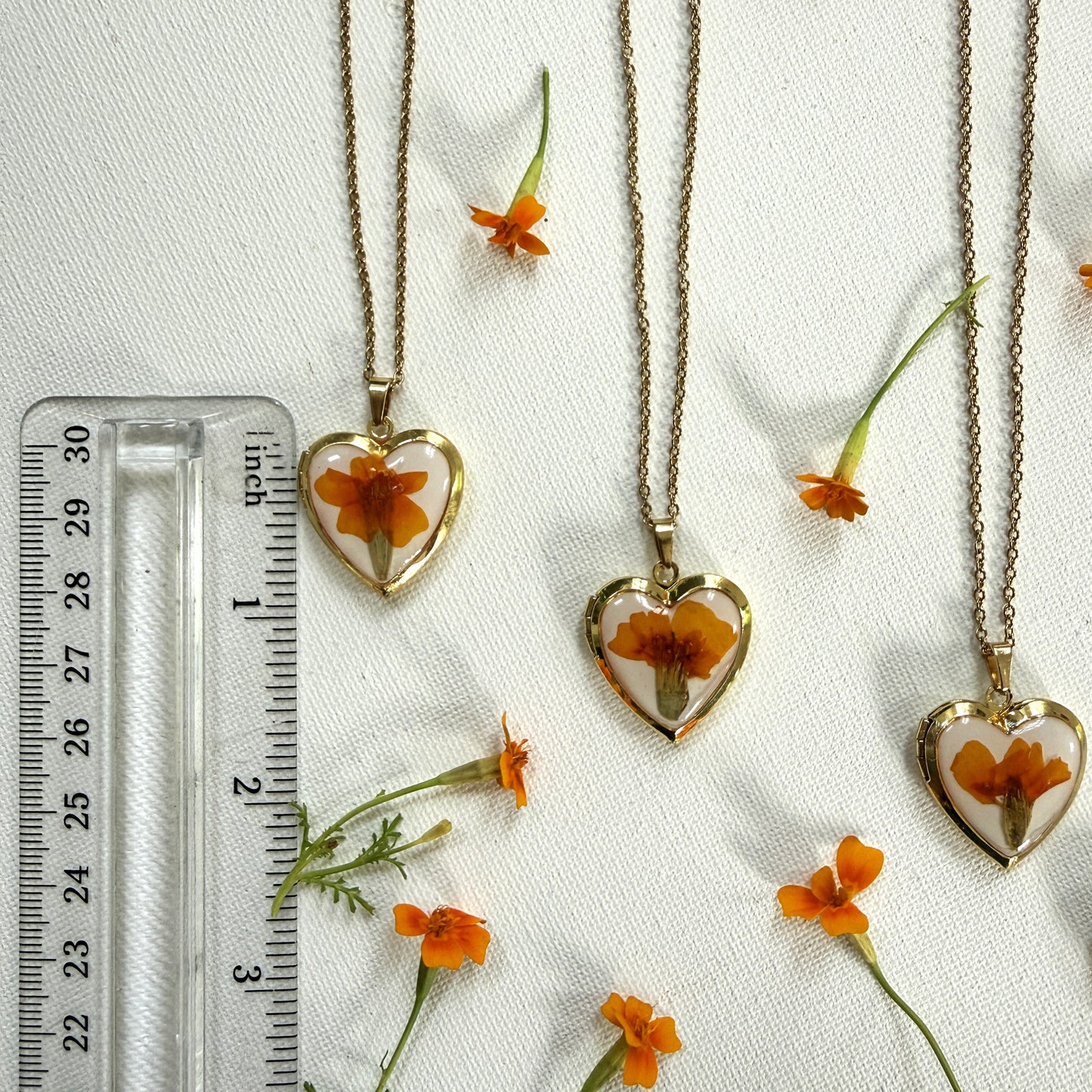 Marigold heart locket