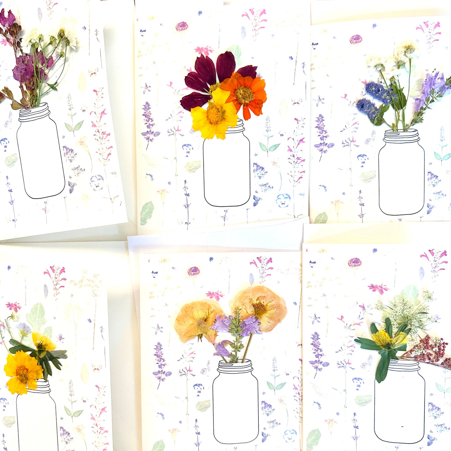 A Bouquet for You - Real Pressed Flowers Greeting Card