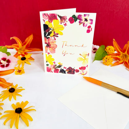 Pressed Tropical Flowers Thank You Card