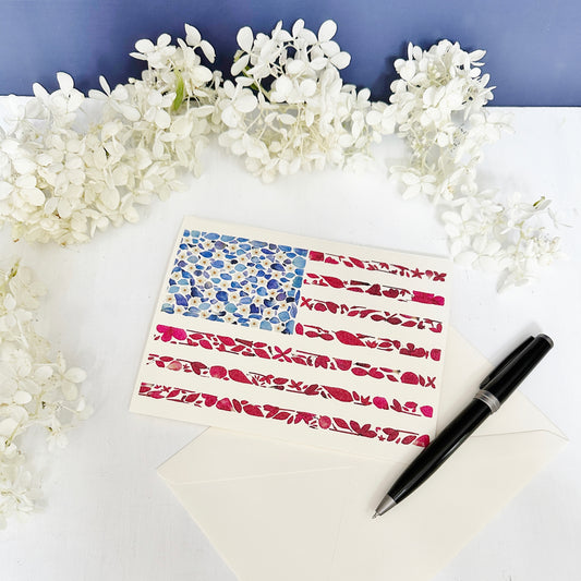 Flower Spangled Banner American Flag Greeting Card