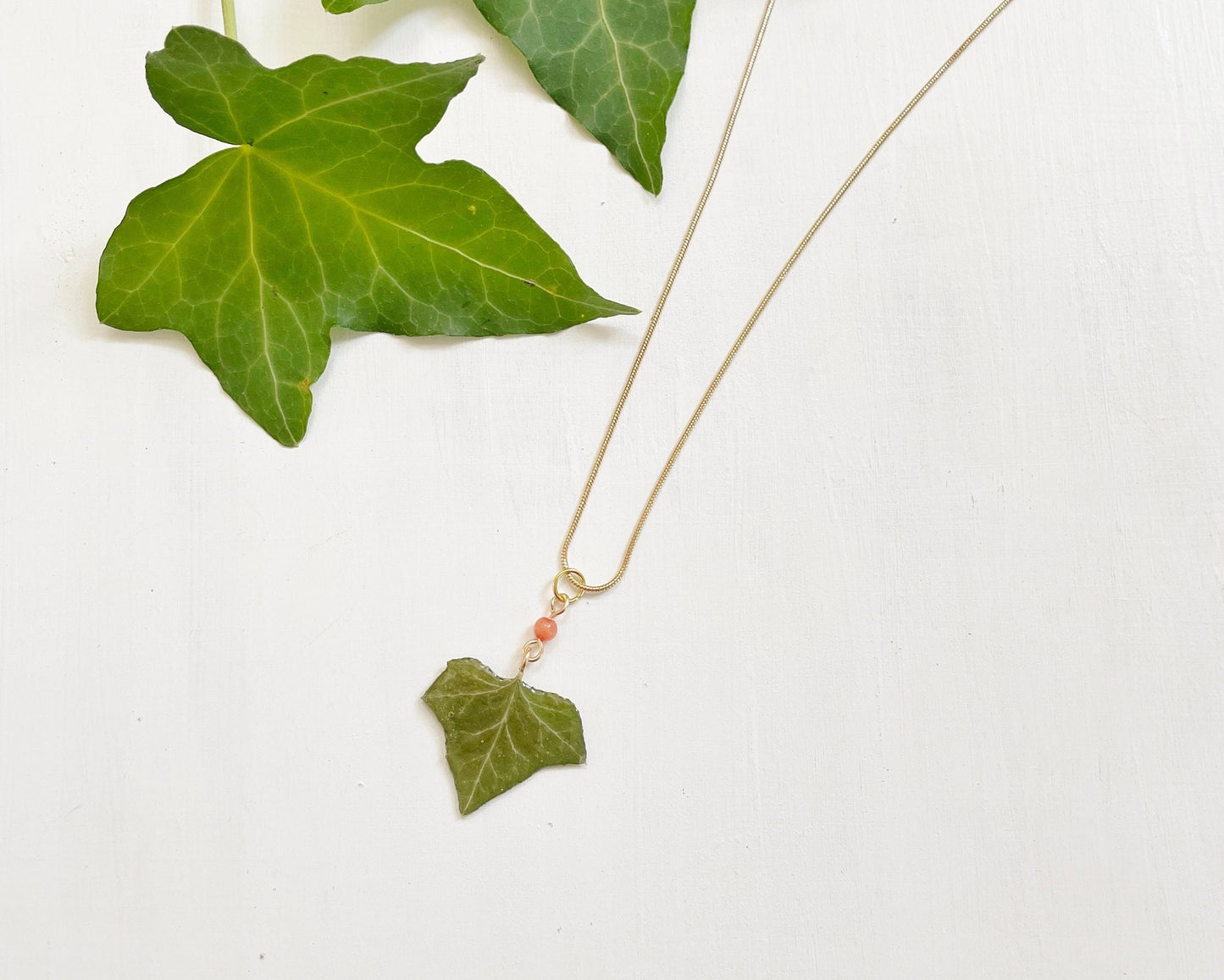 Real Ivy Necklace with Orange Bead