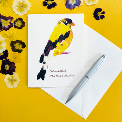 Eastern Goldfinch flower card