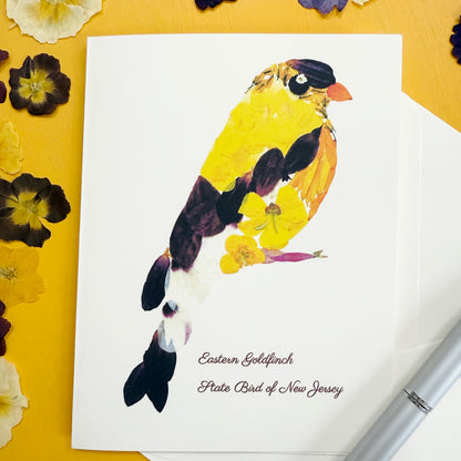 Eastern Goldfinch flower card