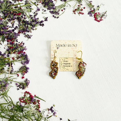 The Garden State New Jersey Earrings - Wood and Flowers