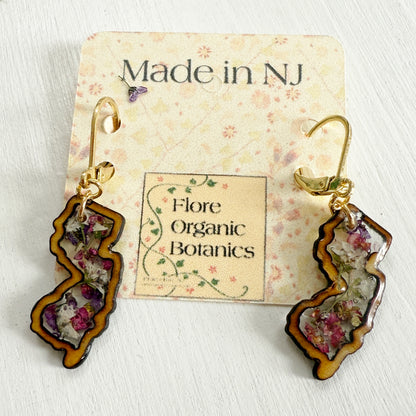 The Garden State New Jersey Earrings - Wood and Flowers