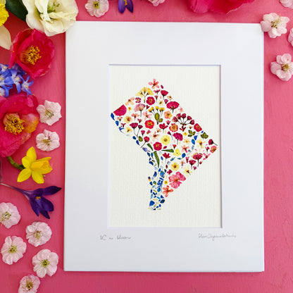DC in Bloom signed matted print of Washington DC in pressed flowers