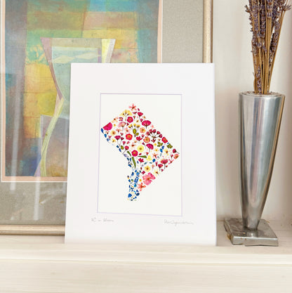 DC in Bloom signed matted print of Washington DC in pressed flowers