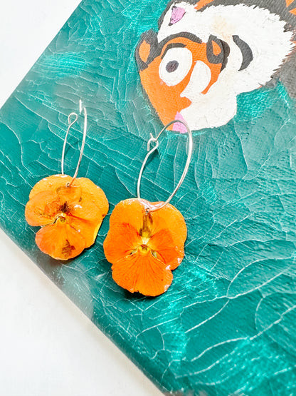 Orange Pansy Earrings