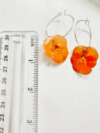Orange Pansy Earrings