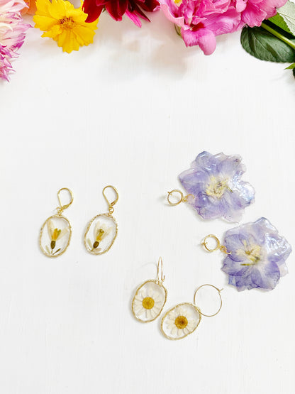 Snowdrop Earrings in Golden Frame