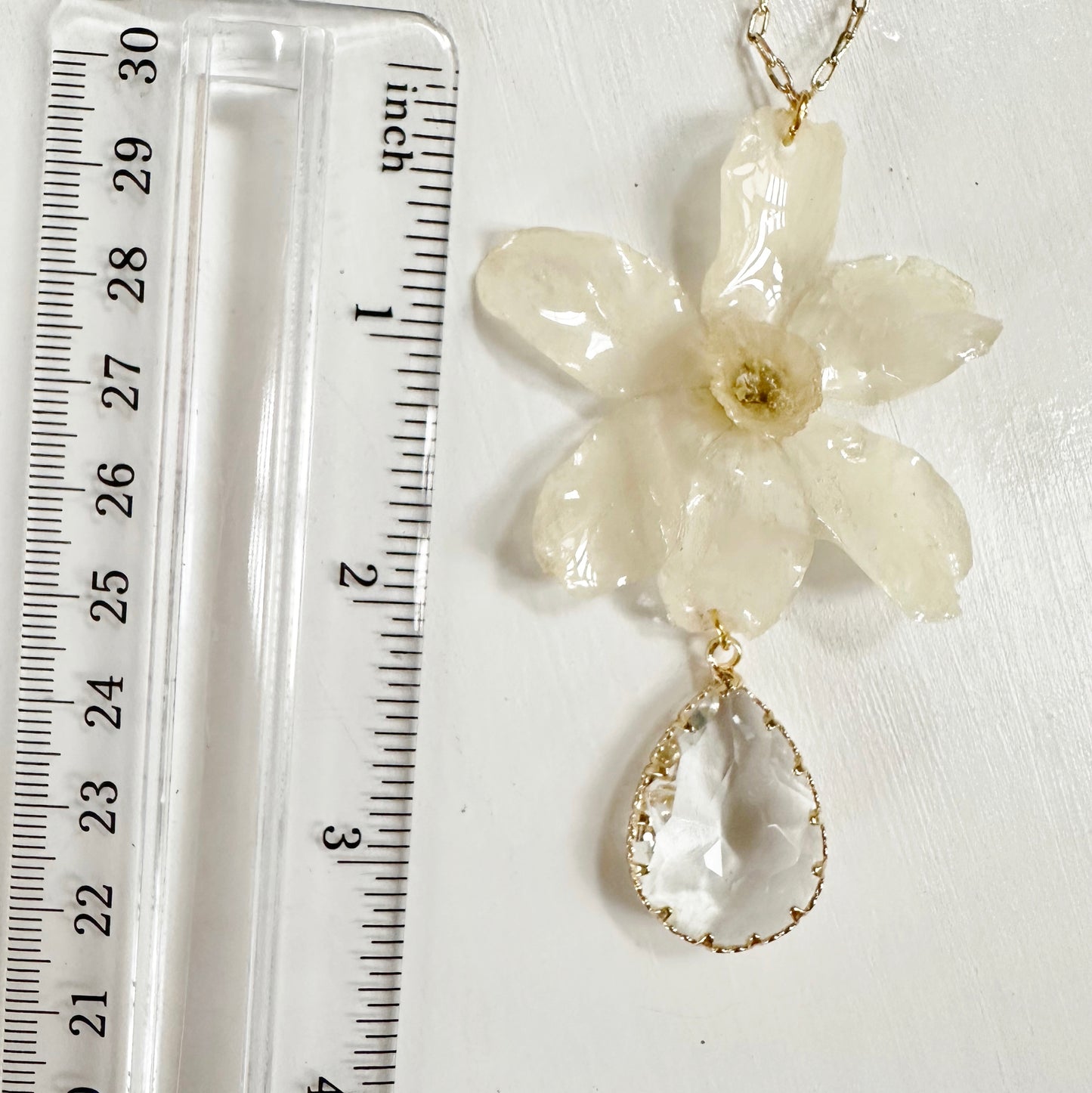 Narcissus Necklace with Crystal Drop