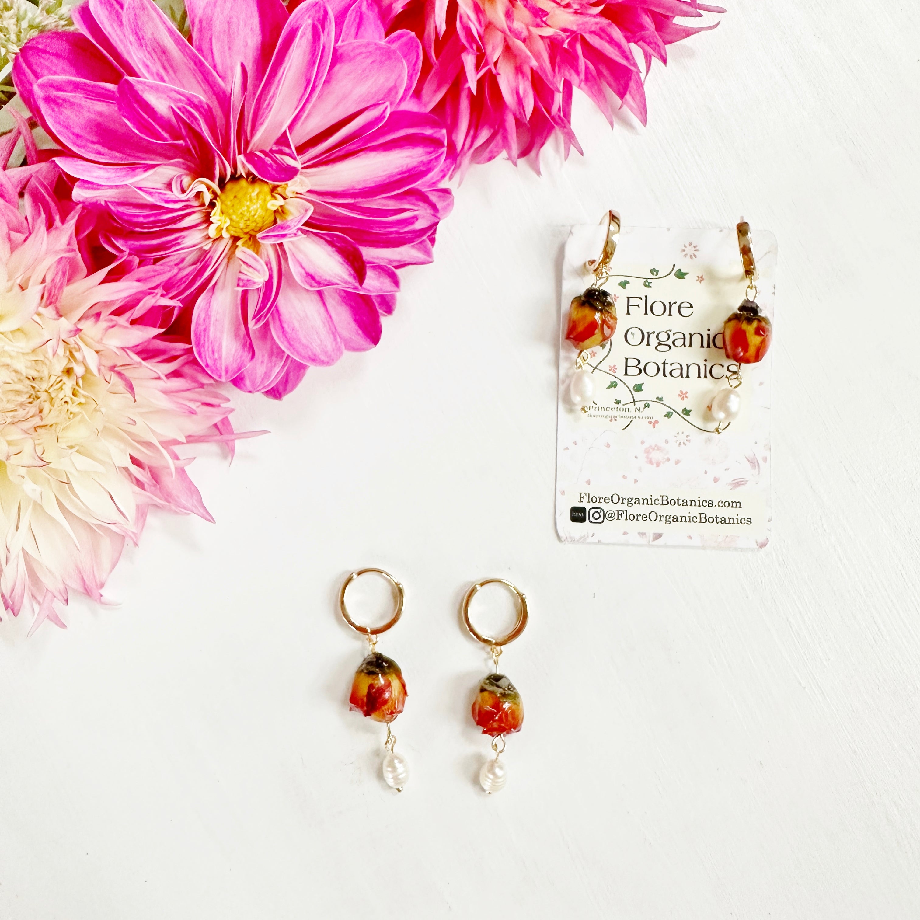 Pressed Heather ellipse earrings, real flower dangles, dainty terrariu –  Remedy Design Shop