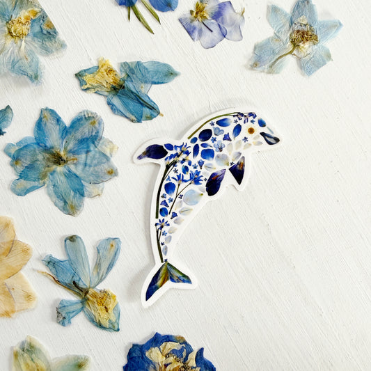 Floral Dolphin Sticker