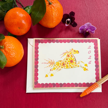 2026 Year of the Fire Horse Floral Card