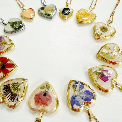 Birth Flower Heart Locket