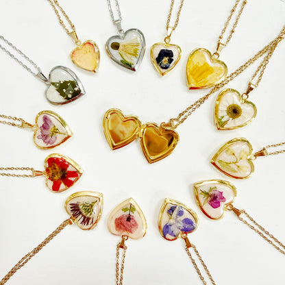 Birth Flower Heart Locket