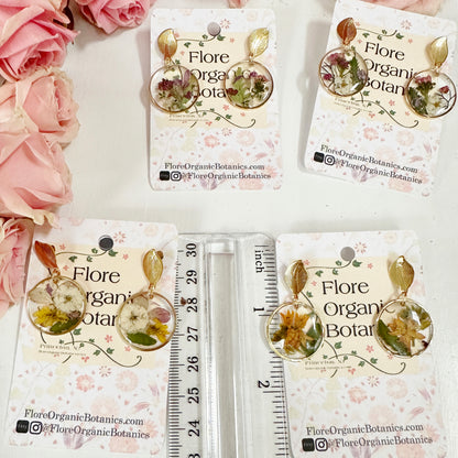 Mini Garden earrings with real pressed flowers