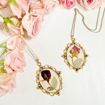 Romantic Victorian rose pendant and chain