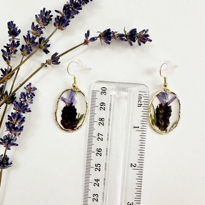 Lavender Earrings with Real French Lavender Flowers