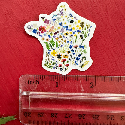 France Floral Map Sticker