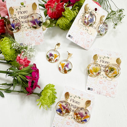 Mini Garden earrings with real pressed flowers